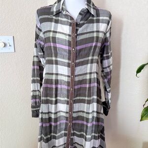Aratta Multicolor Plaid Long Sleeve Dress
